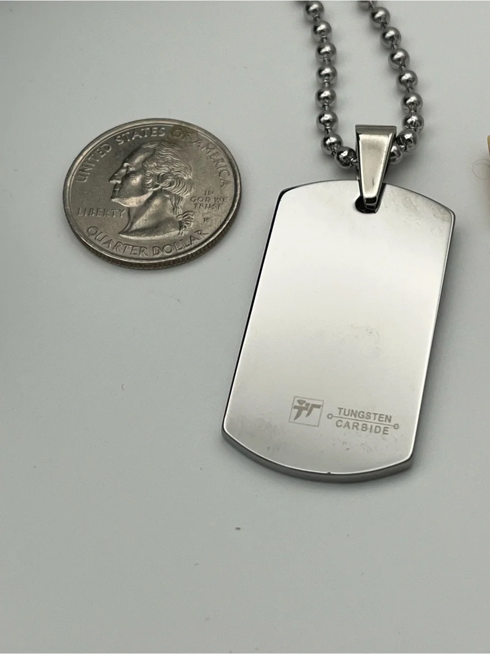 22”, Stainless Steel & Tungsten Carbide Dog Tag Necklace
